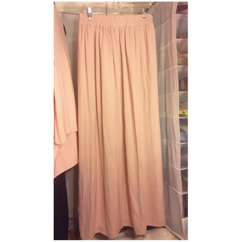 Blush Pink Satin Maxi Skirt